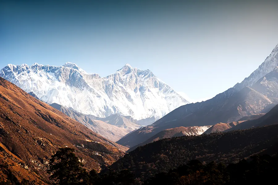 Mount Everest, Lhotse and Nuptse view from Tengboche