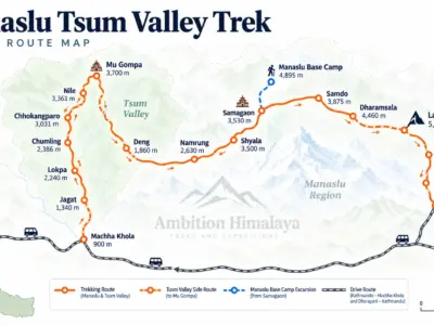 Manaslu Tsum Valley Trek Route